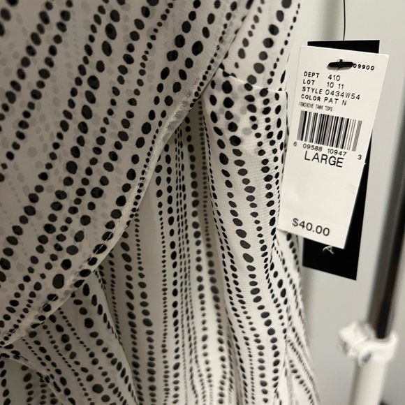 NWT AB Studio Large White & Black tank blouse - Picture 5 of 8